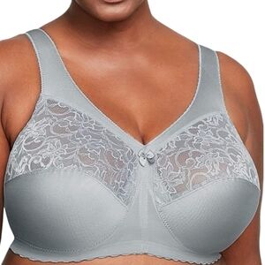 Glamorise Grey Wire Free Full Coverage Bra Size 54B NWOT